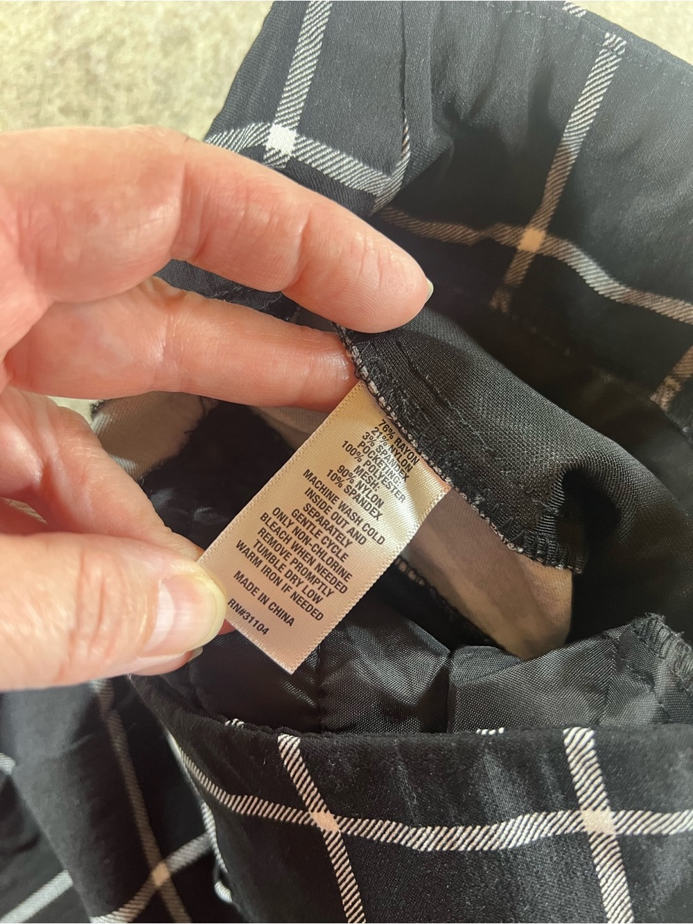 🖤🤍Kim Rogers Size 16 Black White Windowpane Straight Leg Dress Pants🤍🖤 - Picture 4 of 8
